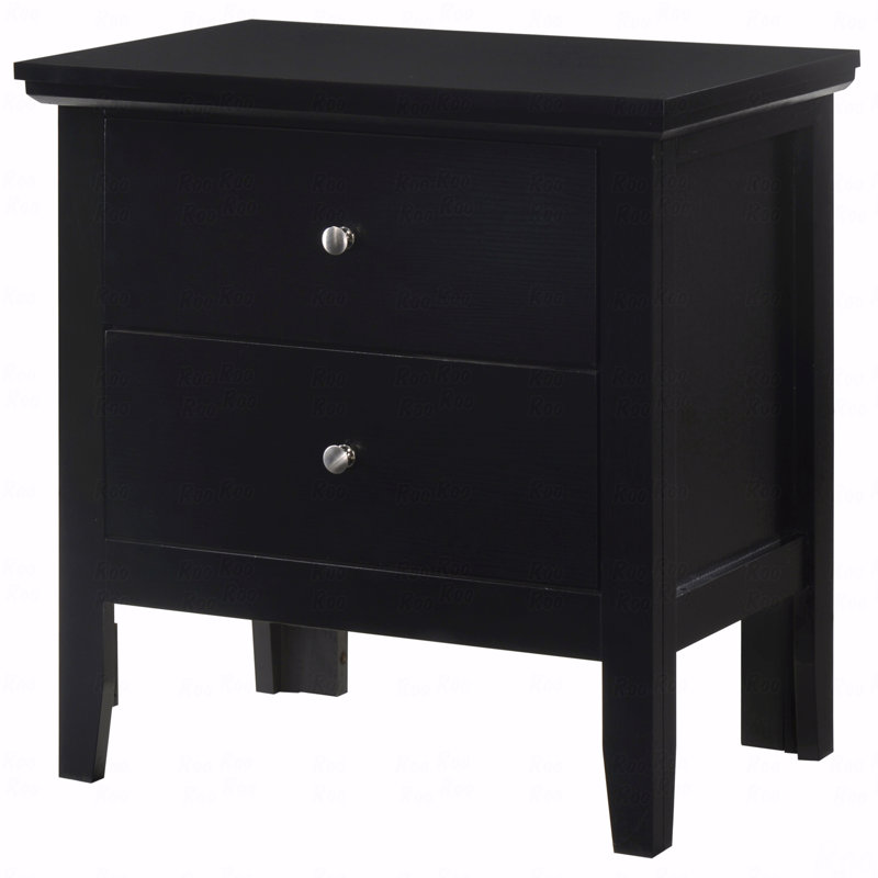 Élégante table de chevet transitionnelle noire, Noir