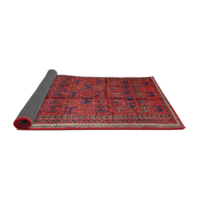 Tapis rouge/brun/bleu traditionnel Hayllar, Rond 4 pi
