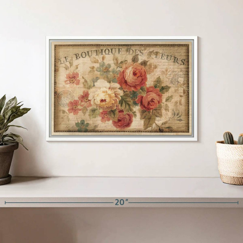 Fleurs parisiennes III, Cadre flottant blanc, 13 po x 9 po