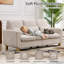 3-Seater Corduroy Sofa with 2 Throw Pillows, Deep-Seated Upholstered Couch with Square Arms, Cosy Living Room Furniture-1896916640