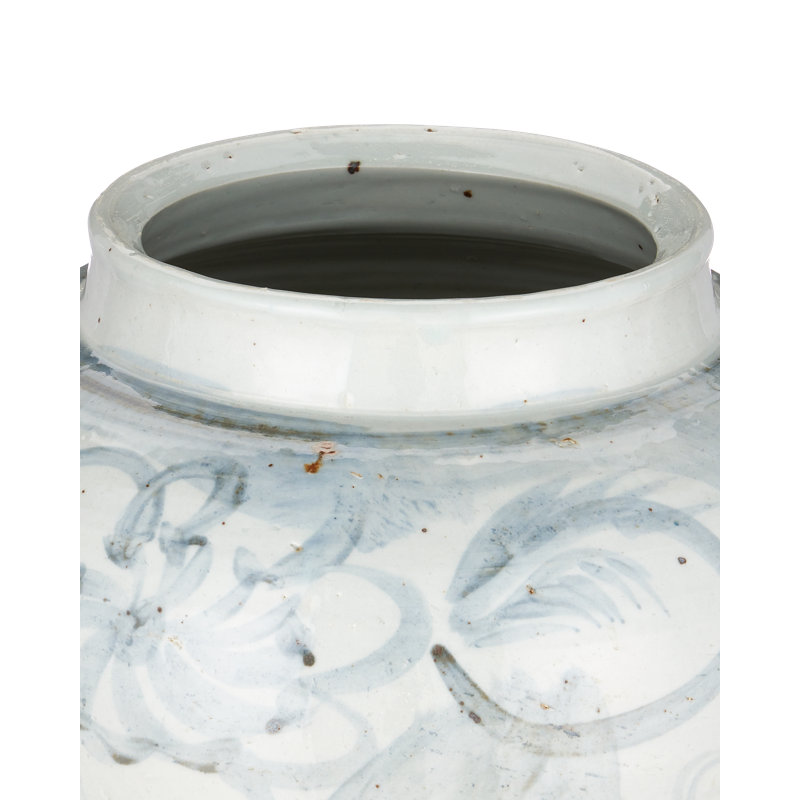 Ming-Style Countryside Large Preserve Pot, 13.25" H x 13" W x 13" D