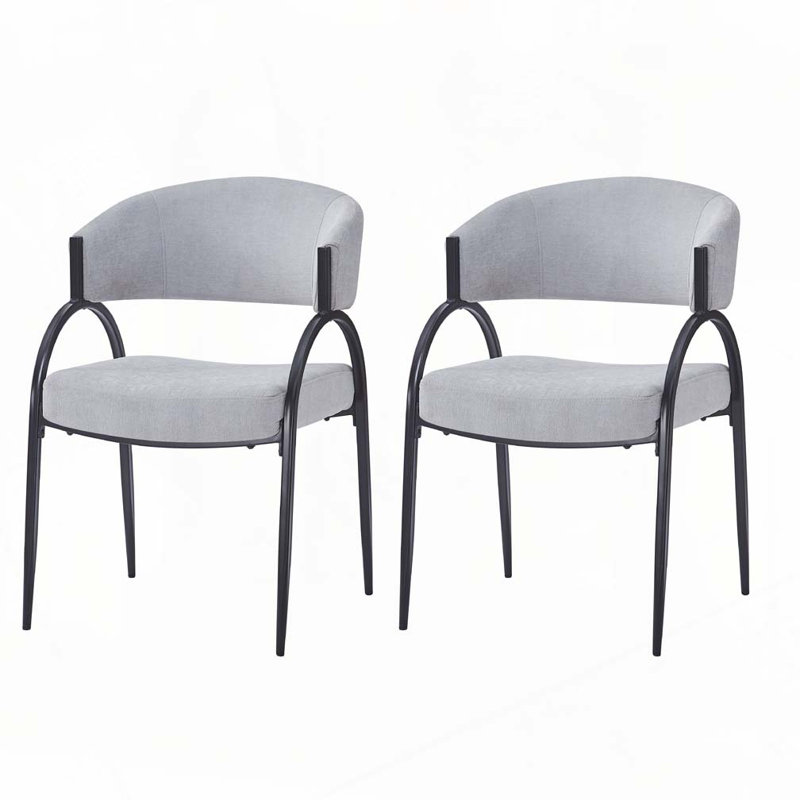 Chaises de salle à manger rembourrées avec structure en métal, Gris clair