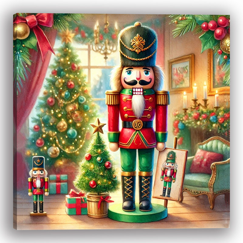 Casse-noisette grandeur: art mural classique sur toile de Noël, H 30 po x l 30 po x P 1,5 po