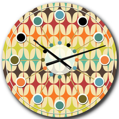 Abstract Retro Geometric Pattern V - Mid-Century Modern wall clock