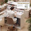Nail Bureau pour table de manucure en L 60 po Nail Tech avec plateau en verre-1522121135