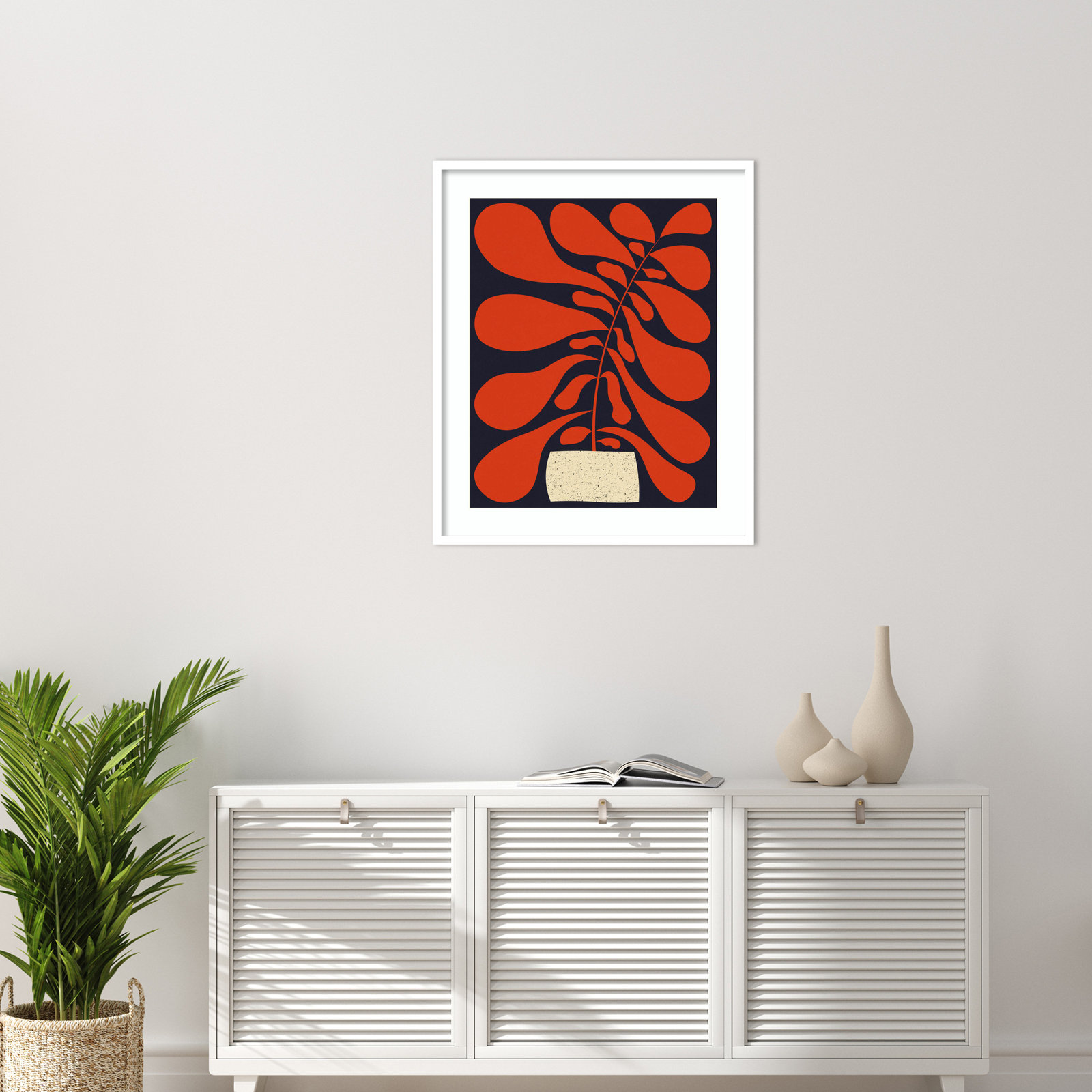 Lynne "Lazy Plant No. 1" Print, White , 33" H x 28" W