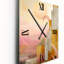 Pleine lune, paysage urbain rétro, aquarelle rose I - horloge murale abstraite-99638270