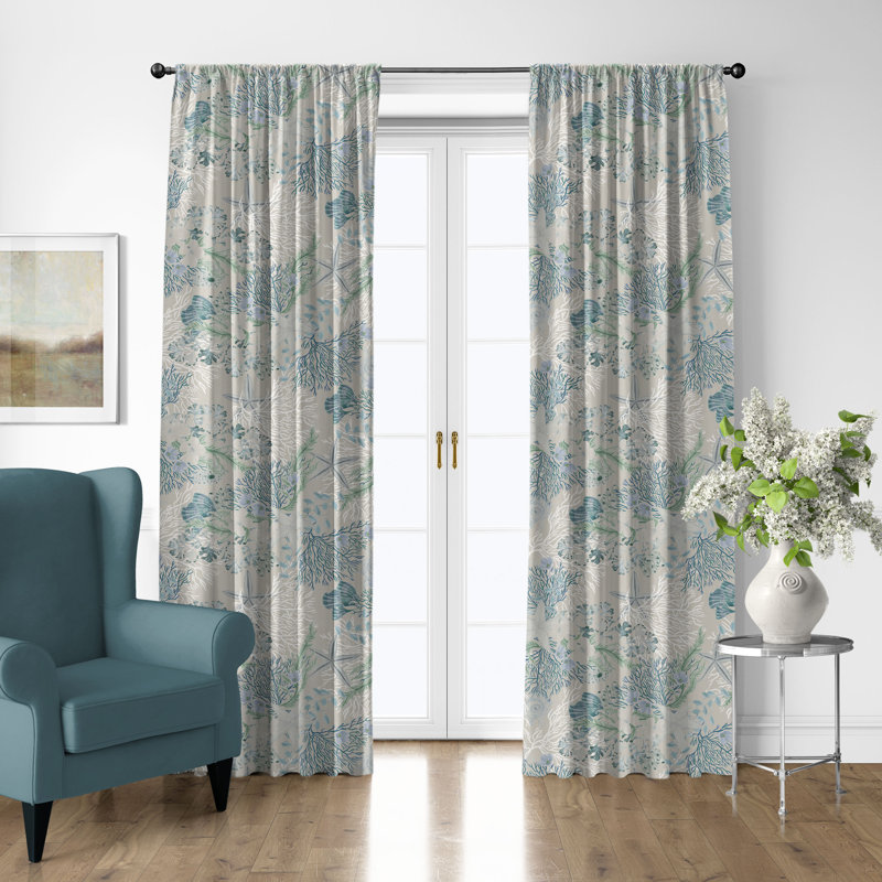 Ensemble de 2 rideaux en coton Under The Sea, L 50 po x L 108 po