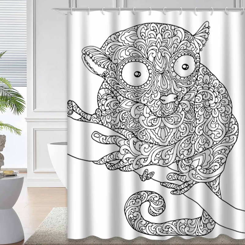 Rideau de douche avec 12 crochets Doodle, L 72 po x l 78 po