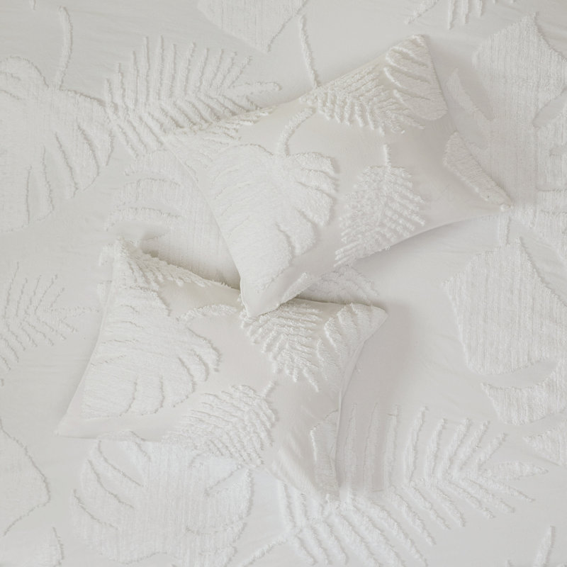 Ensemble de literie en chenille de coton 3 pièces -, grand, décor de maison de plage, chenille tropicale