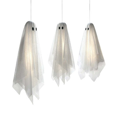 Halloween Decorations Halloween Hanging Ghost Decorations 3 Pack Remote Control LED Light Up White  Ghost Ornaments