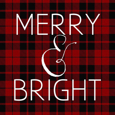 «Red and Black Buffalo Check Plaid Merry Bright», art textuel sur toile tendue