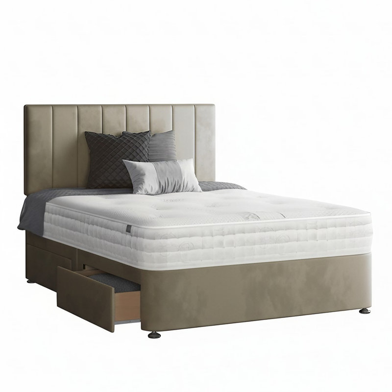 Ohioville Divan Bed Base, 2 Left Drawers, Coffee, Single (3')