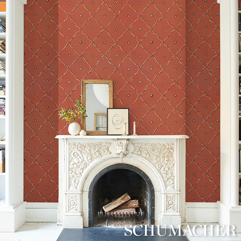 Schumacher X Backdrop Colette Wallpaper, Red
