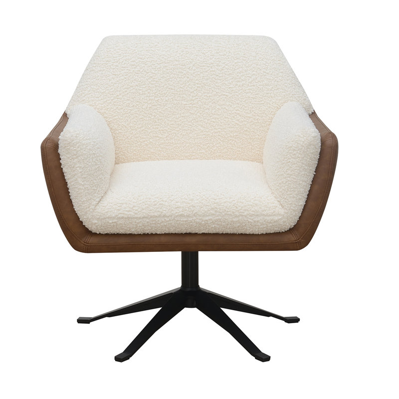 Kanisa Upholstered Swivel Armchair, Brown Polyester Blend