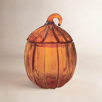 Glass Pumpkin Shaped Jar With Lid