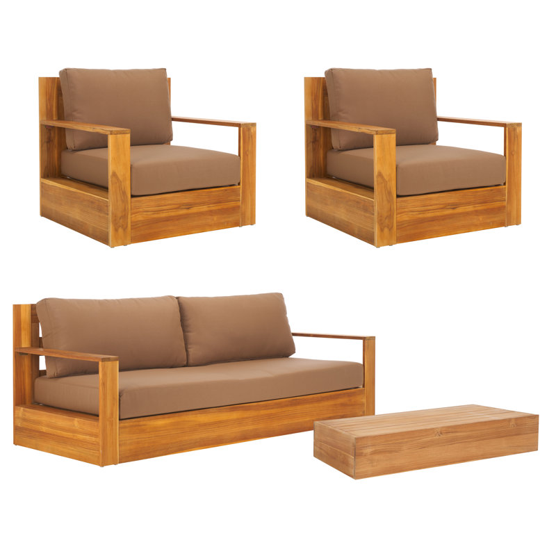 Hurlow 4 Piece Outdoor Conversation Set, Brown