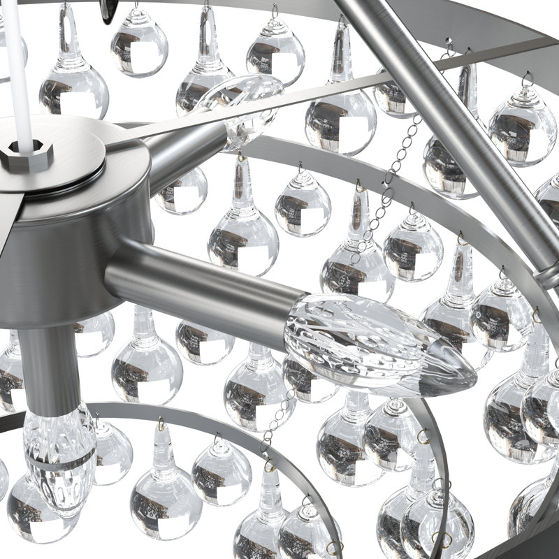 Deonta 5-Tier Dimmable Semi-Flush Crystal Chandelier, Chrome