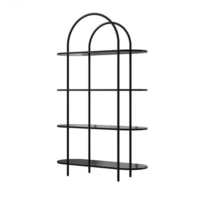 Luxury Arched Floor Standing Storage Shelf, Multi-Tier Organizer for Living Room & Entryway, Modern Minimalist Iron Display Bookcase