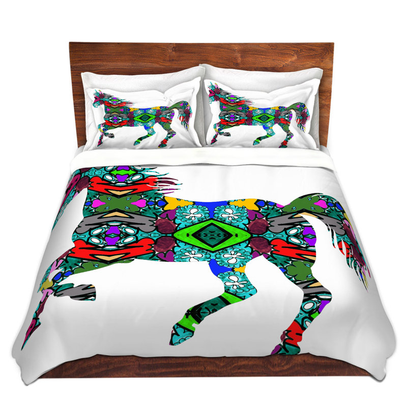 Ensemble de housse de couette en arc de cheval, 1 housse + 2 taies très grand lit