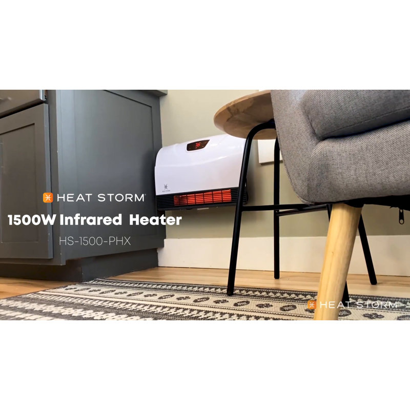White 1500W Electric Infrared Wall-Mounted Heater with Thermostat