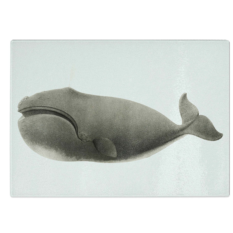 Tempered Glass North Pacific Whale by C.M. Scammon Chopping Board, 39 cm W x 28.5 cm L