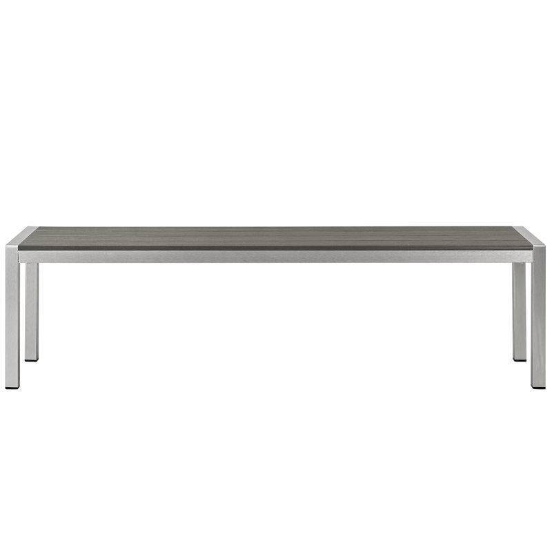 Banc d'extérieur Shore en aluminium gris argenté par Modway