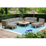 Huntington 12 Piece Teak Sectional Seating Group with Sunbrella Cushions