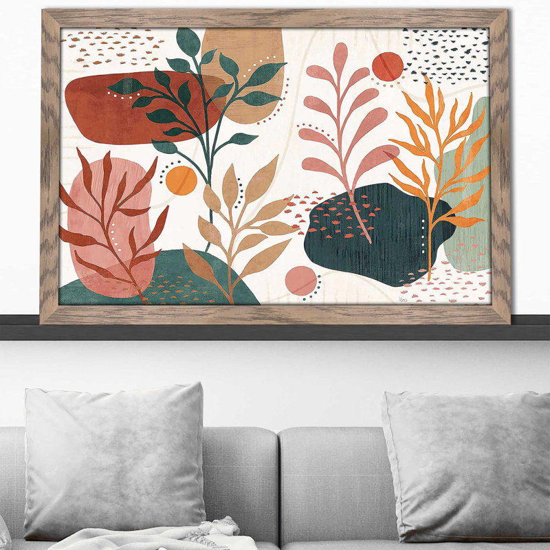 «Abstract Blossom I» par Véronique Charron - impression, Cadre taupe délavé, H 21,5 po x l 27,5 po x P 0,75 po