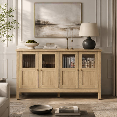 55.1"Wide Wood Buffet Cabinet with 4 Acrylic Doors & Adjustable Shelves