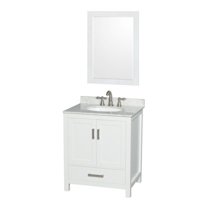 Sheffield 30" Freestanding Single Bathroom Vanity with Marble Top with 24" Mirror