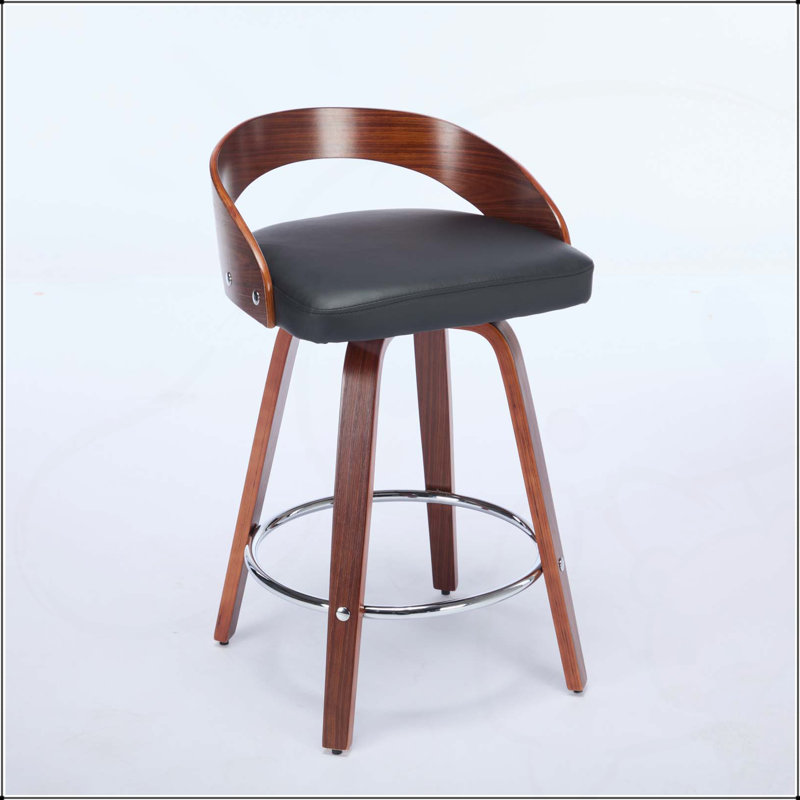 Stylish and Comfortable Bar Stools Set of 2 with Swivel Function and Soft Cushion Seat, Black