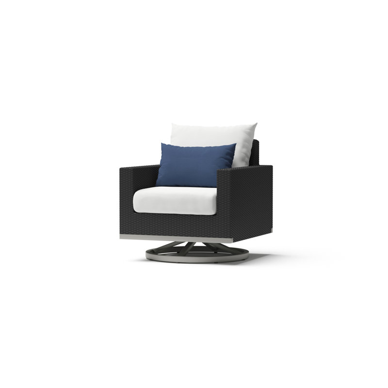 Milo Motion 7 Piece Rattan Sunbrella Sofa Set with Cushions, Charcoal Grey Sunbrella®, Brown