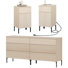 Ensemble de chambre à coucher 4 pièces, commode 6 tiroirs et table de chevet Aadham