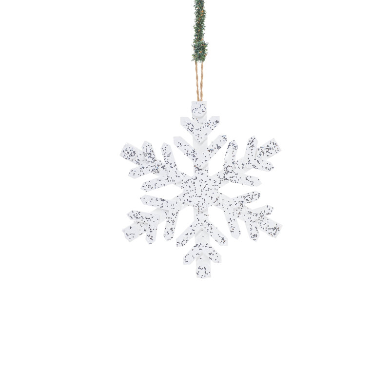 Flocon de neige classique suspendu en bois blanc