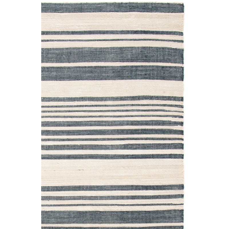 Tapis rayé ivoire / gris anthracite en laine tissé à la main Fitzpatrick, Tapis de couloir 2 pi 3 po x 9 pi