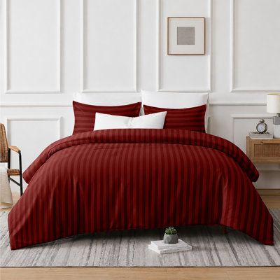 Striped Microfiber Complete Bedding Set | Duvet Cover, Deep Fitted Sheet & Matching Pillowcases