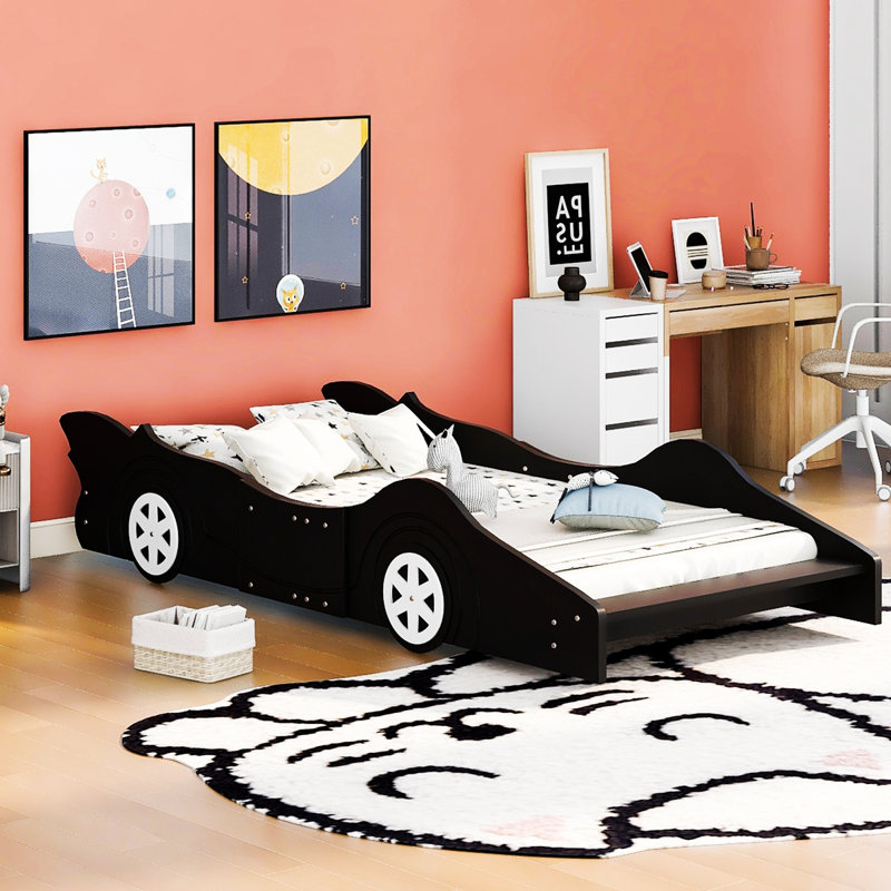 Lit plateforme avec roulettes Race, Lit simple, Noir