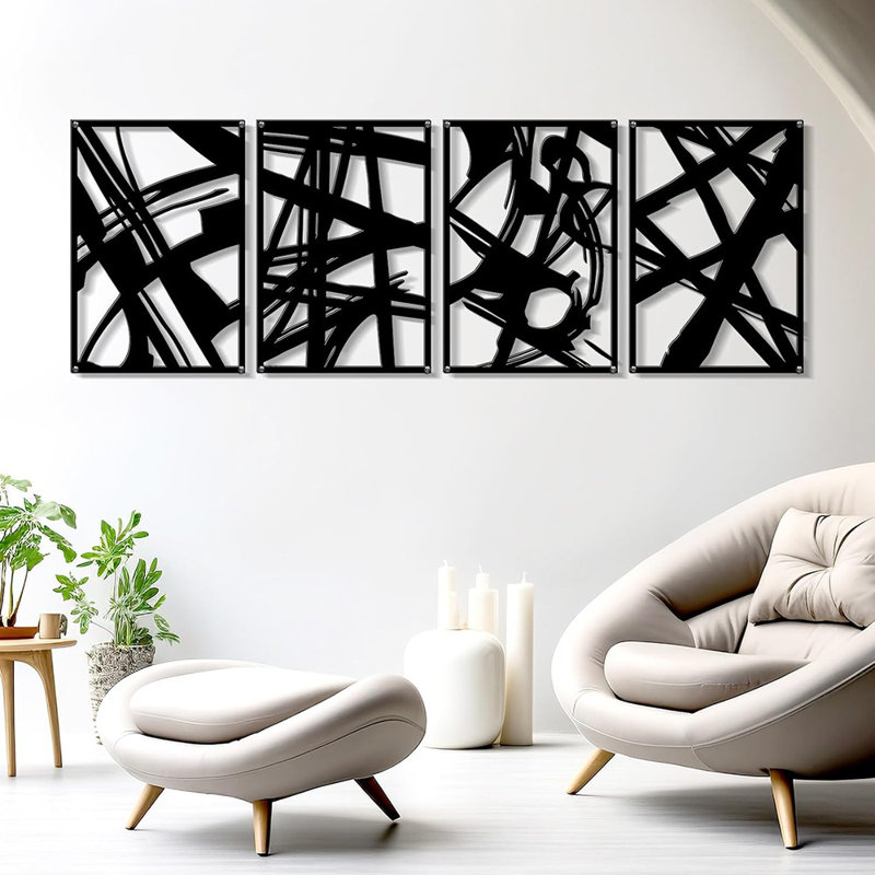Art mural, décoration minimaliste, peintures, décorations murales, structures 3D, décor pour salon, chambre, salle de bain, bureau (style noir 1)