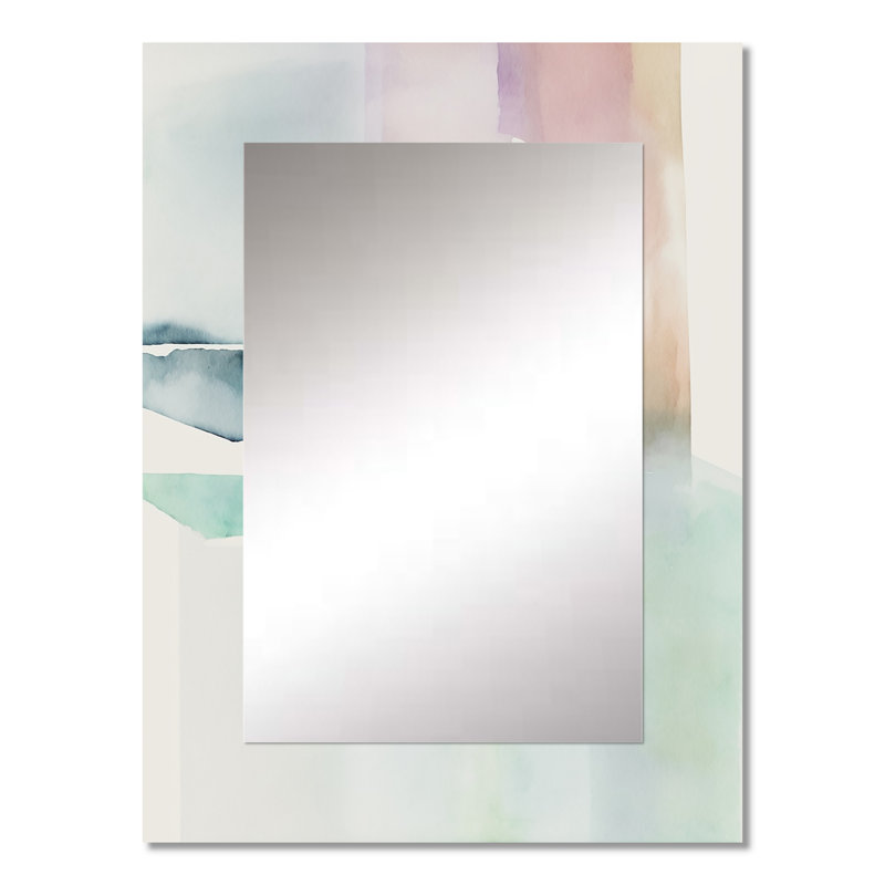 Pastel Serenity II - Liquid Ink Unique Wall Mirror, Blue Mirror, Printed Metal Art, 32" x 24"
