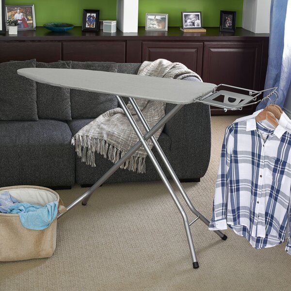 Basics Full-Size Ironing Board - 4-Leg Fold-Up, Chevron Removable  Cover
