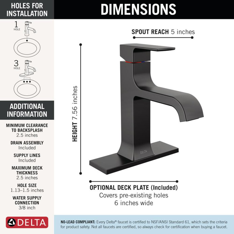 Robinet de salle de bain Velum, Noir mat