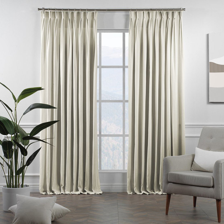 Double Pinch Pleat Extra Long & Extra Width Decorative Single Curtain Panel