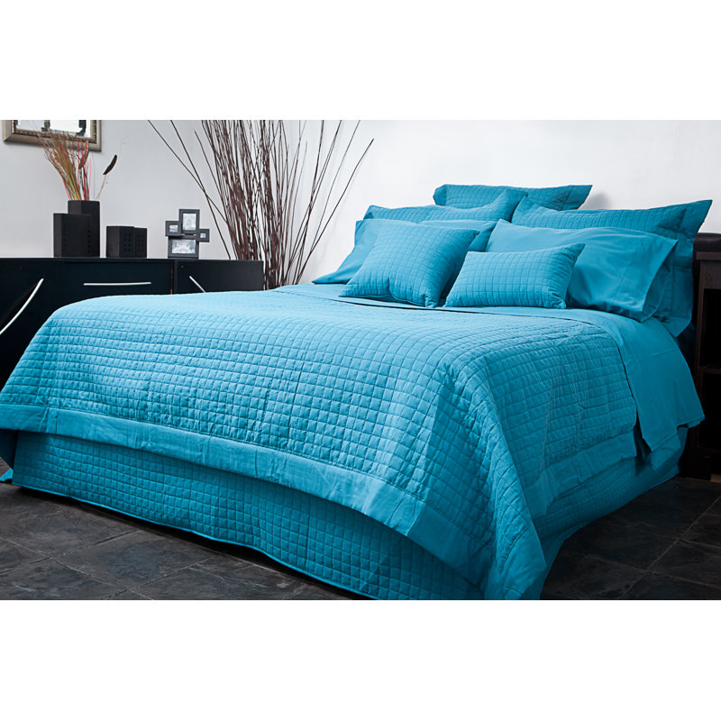 Grid Modern & Contemporary Duvet Cover, King, Teal
