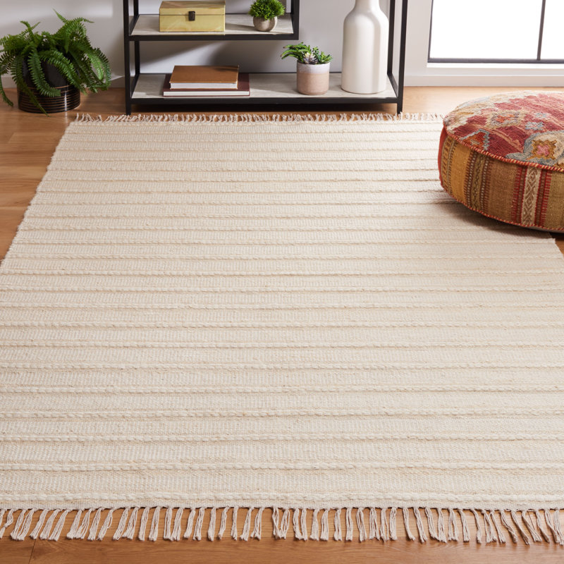 Tanyla Hand Woven Jute, Wool Striped Rug, Rectangle 5' x 8'