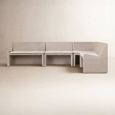 Senna Outdoor Dining Banquette L Shape 144"-Vintage White