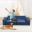 Canapé de jeu modulaire 8 pièces pour enfants, canapé d'angle pour construire un chalet, pour garçons et filles, en mousse haute densité, convertible, pour l'intérieur, idéal pour la salle de jeux ou la chambre, bleu marine-1871437566