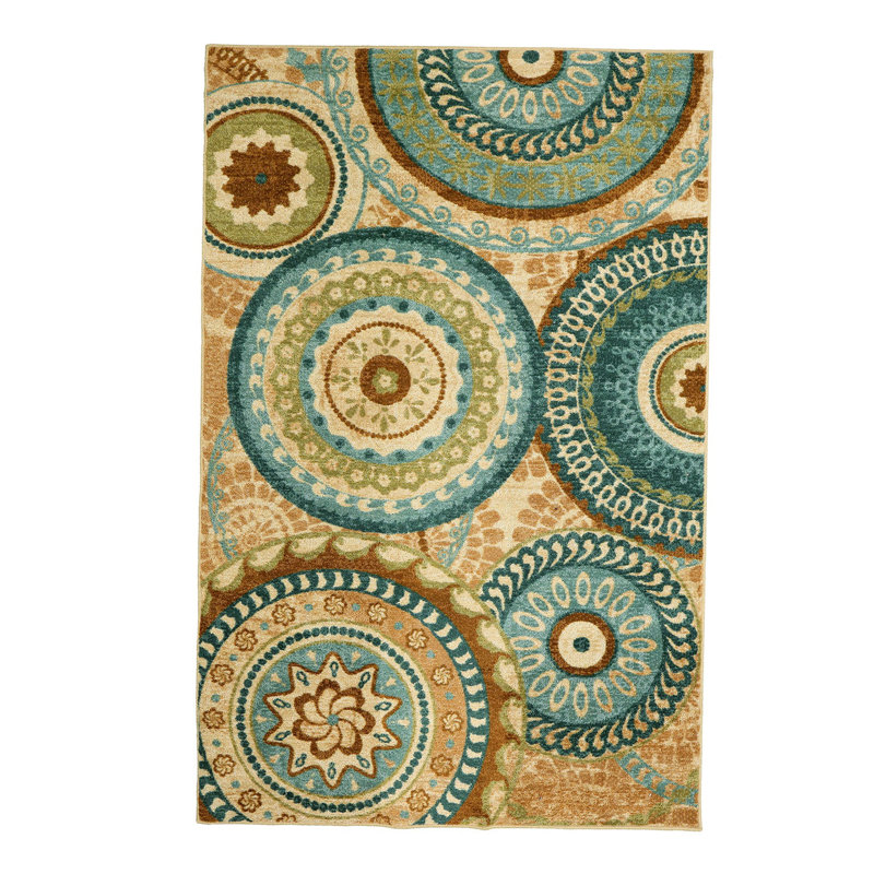 Tapis floral brun / vert, Rectangle 5 pi x 8 pi