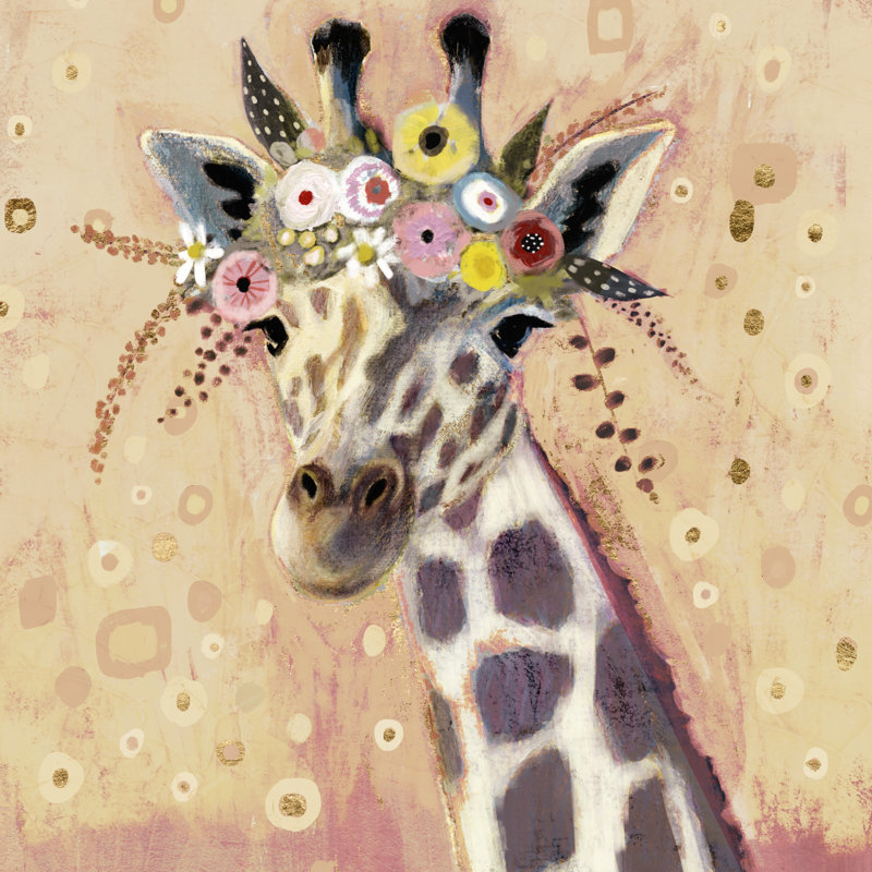 Klimt Giraffe I by Victoria Borges - Wrapped Canvas Painting, 122cm H x 122cm W x 3.8cm D