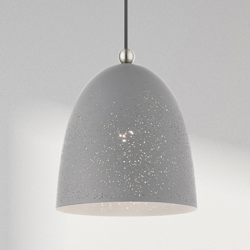 Luminaire suspendu en forme de dôme à 1 lumière Ashkon, Gris nordique, H 80 po x l 9,5 po x P 9,5 po